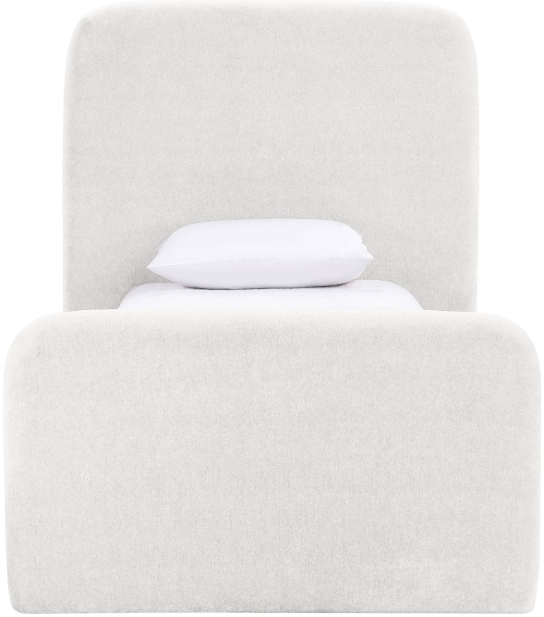 Fira Chenille Fabric Upholstered Twin Bed - Cream - B1222-Twin-CREAM_3