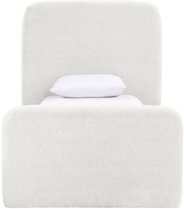 Fira Chenille Fabric Upholstered Twin Bed - Cream - B1222-Twin-CREAM_3