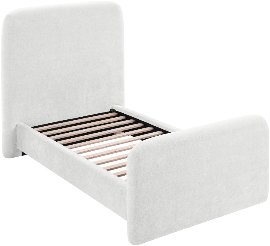Fira Chenille Fabric Upholstered Twin Bed - Cream - B1222-Twin-CREAM_7