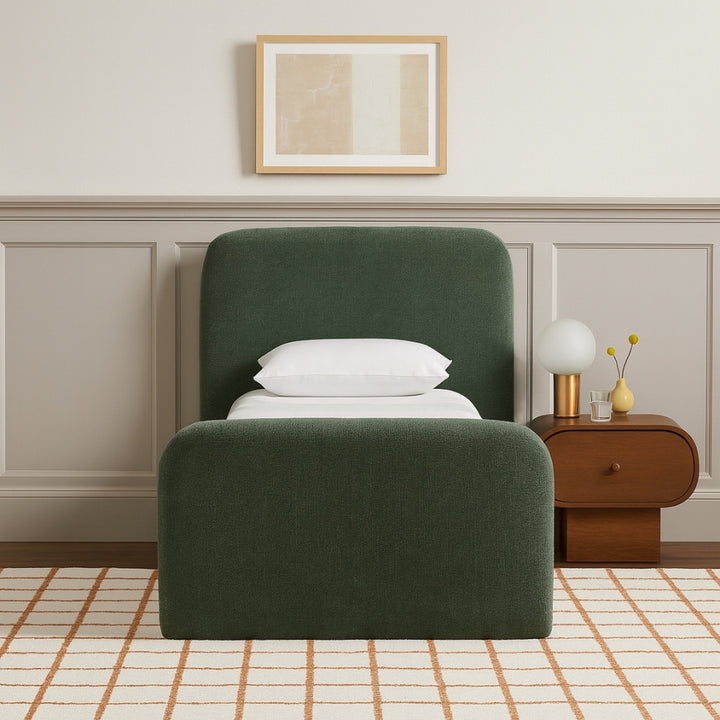 Fira Chenille Fabric Upholstered Twin Bed - Green - B1222-Twin-GREEN_2