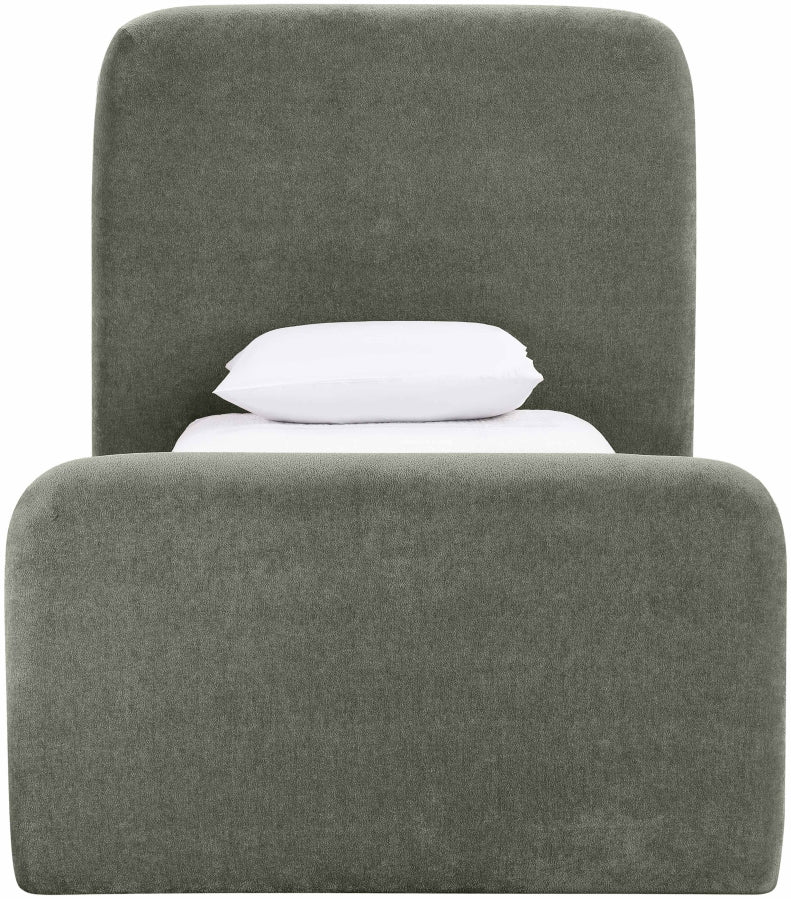 Fira Chenille Fabric Upholstered Twin Bed - Green - B1222-Twin-GREEN_3