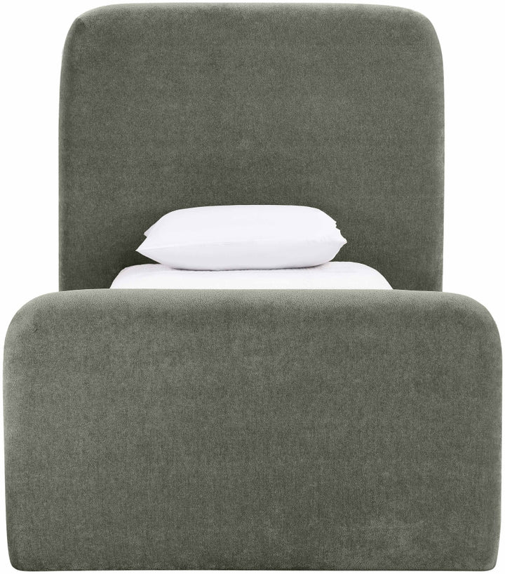 Fira Chenille Fabric Upholstered Twin Bed - Green - B1222-Twin-GREEN_3