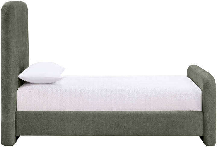 Fira Chenille Fabric Upholstered Twin Bed - Green - B1222-Twin-GREEN_4