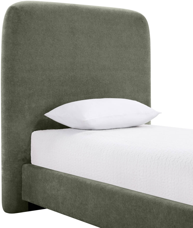 Fira Chenille Fabric Upholstered Twin Bed - Green - B1222-Twin-GREEN_6