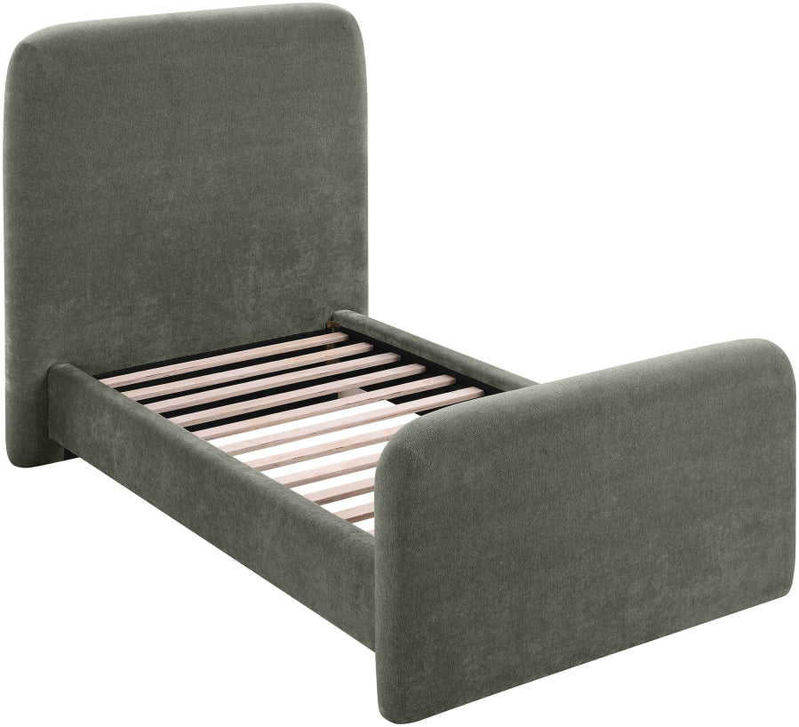Fira Chenille Fabric Upholstered Twin Bed - Green - B1222-Twin-GREEN_7