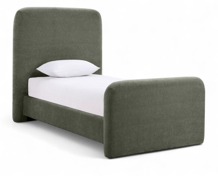 Fira Chenille Fabric Upholstered Twin Bed - Green - B1222-Twin-GREEN_1