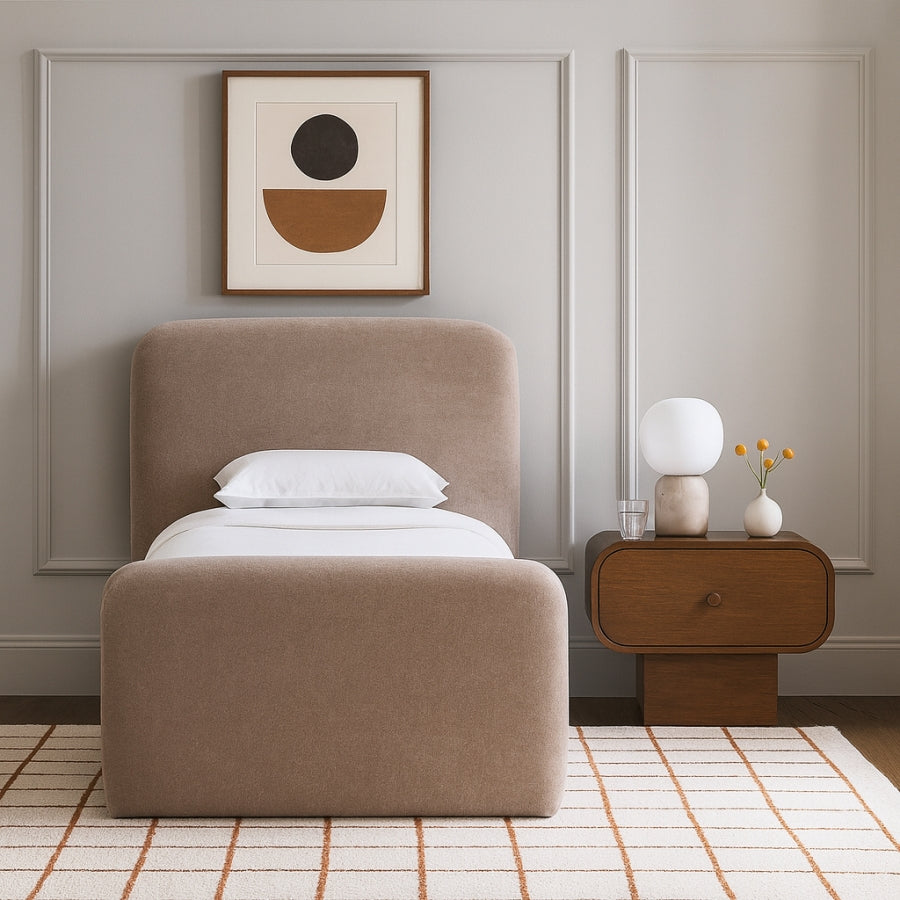 Fira Chenille Fabric Upholstered Twin Bed - Taupe - B1222-Twin-TAUPE_2