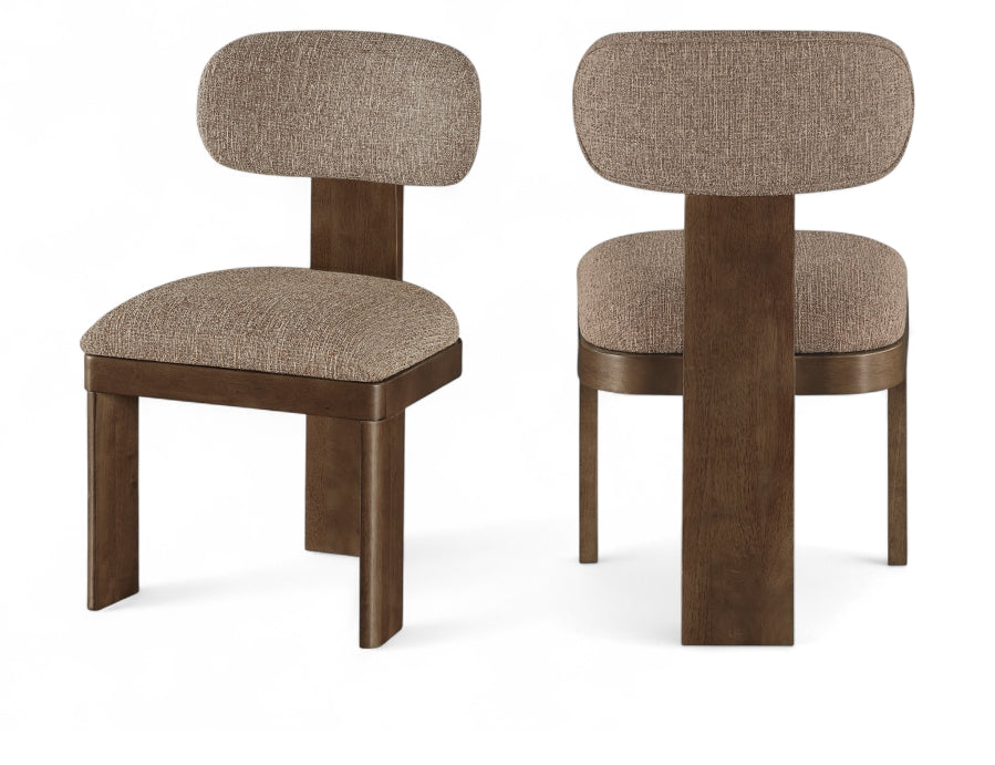 Timbra Linen Textured Fabric Upholstered Dining Chair - Brown - 11083-C-BROWN_1
