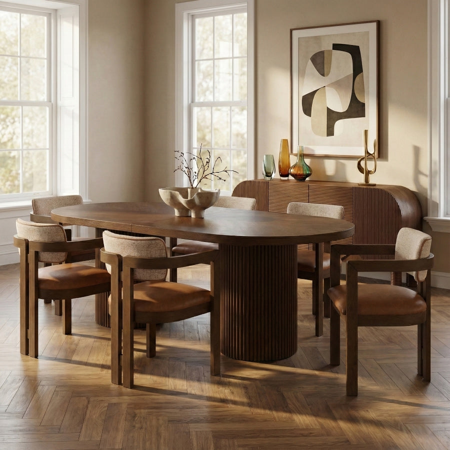 Belinda 90" - 123" Oak Wood Extendable Dining Table - Brown - M725-T-BROWN_2