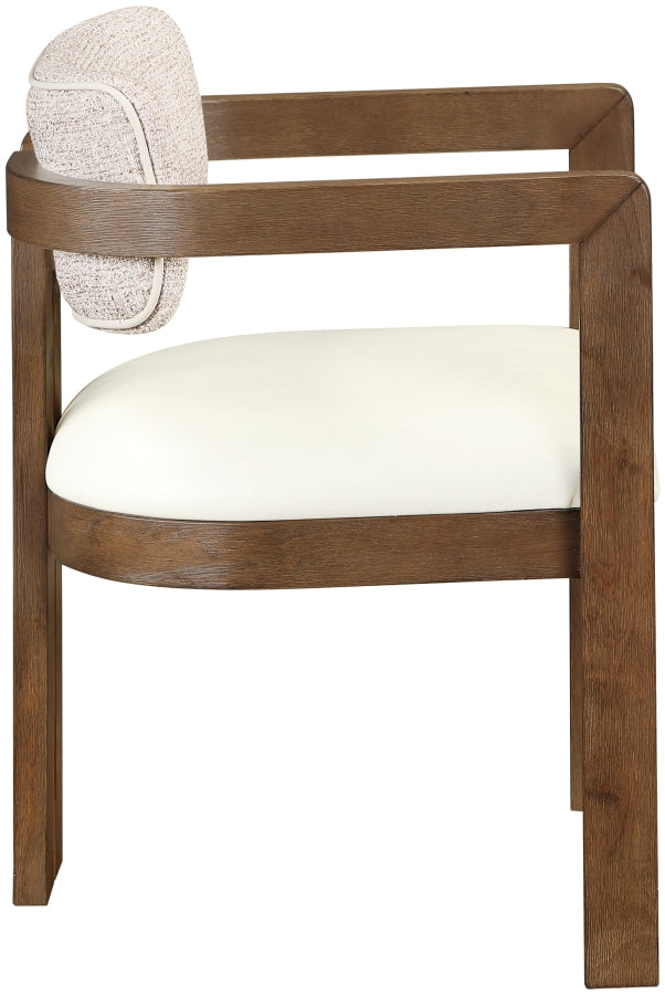 Ravina Vegan Leather and Linen Textured Fabric Upholstered Dining Chair - Beige - 88079-C-BEIGE_5