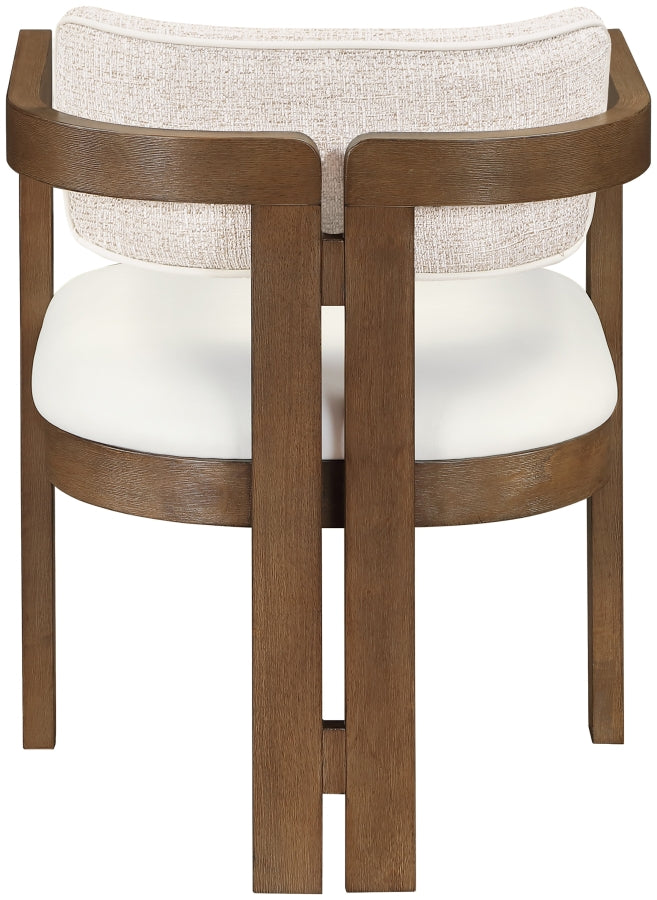 Ravina Vegan Leather and Linen Textured Fabric Upholstered Dining Chair - Beige - 88079-C-BEIGE_6
