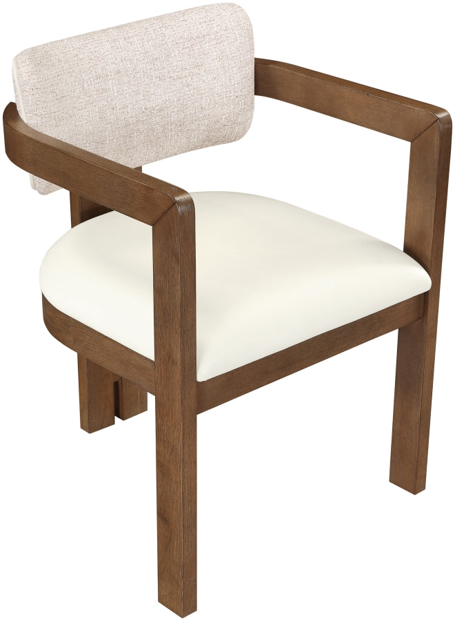 Ravina Vegan Leather and Linen Textured Fabric Upholstered Dining Chair - Beige - 88079-C-BEIGE_7