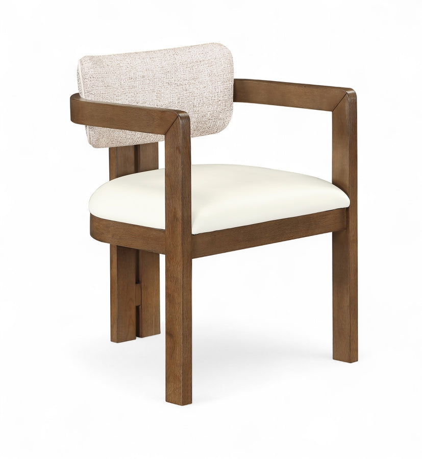 Ravina Vegan Leather and Linen Textured Fabric Upholstered Dining Chair - Beige - 88079-C-BEIGE_2