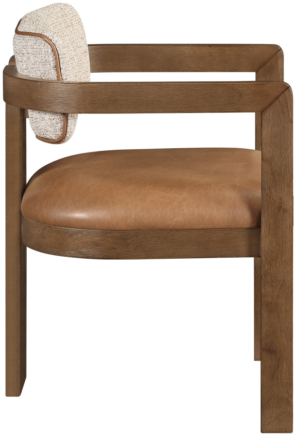 Ravina Vegan Leather and Linen Textured Fabric Upholstered Dining Chair - Cognac - 88079-C-COGNAC_5