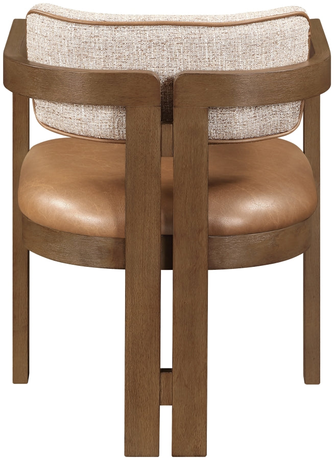Ravina Vegan Leather and Linen Textured Fabric Upholstered Dining Chair - Cognac - 88079-C-COGNAC_6
