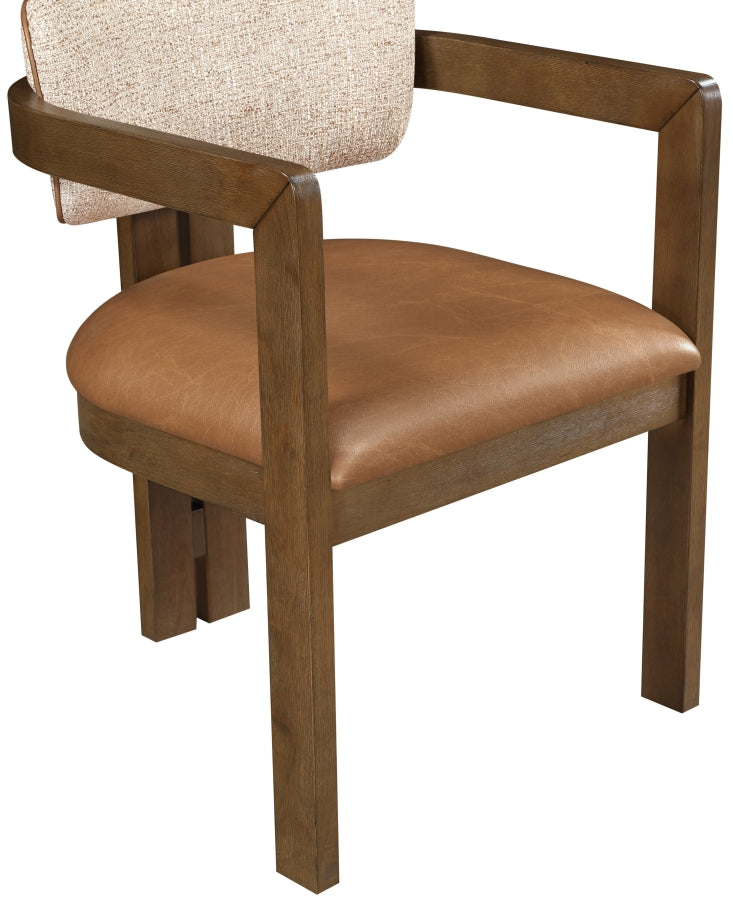 Ravina Vegan Leather and Linen Textured Fabric Upholstered Dining Chair - Cognac - 88079-C-COGNAC_7