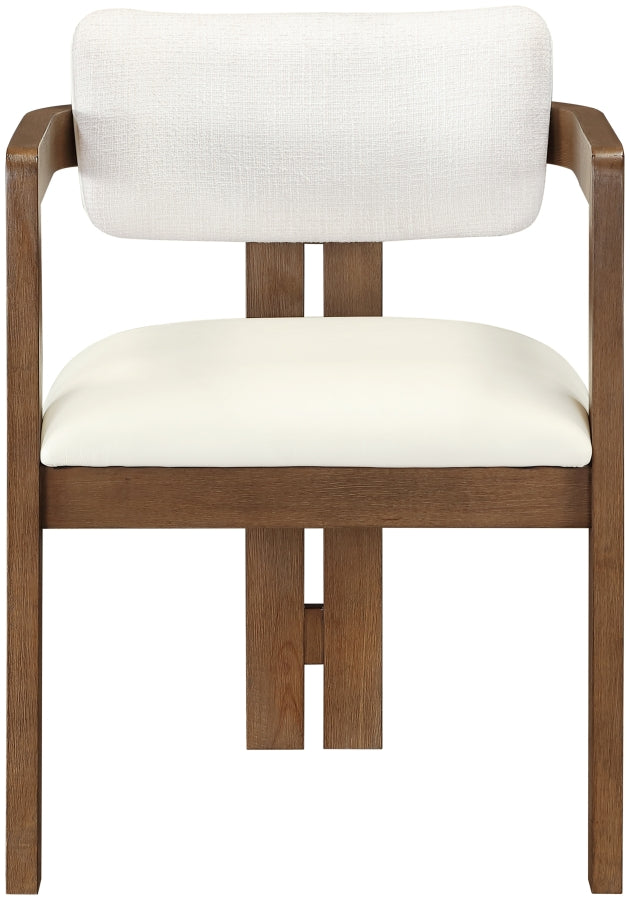 Ravina Vegan Leather and Linen Textured Fabric Upholstered Dining Chair - Cream - 88079-C-CREAM_4