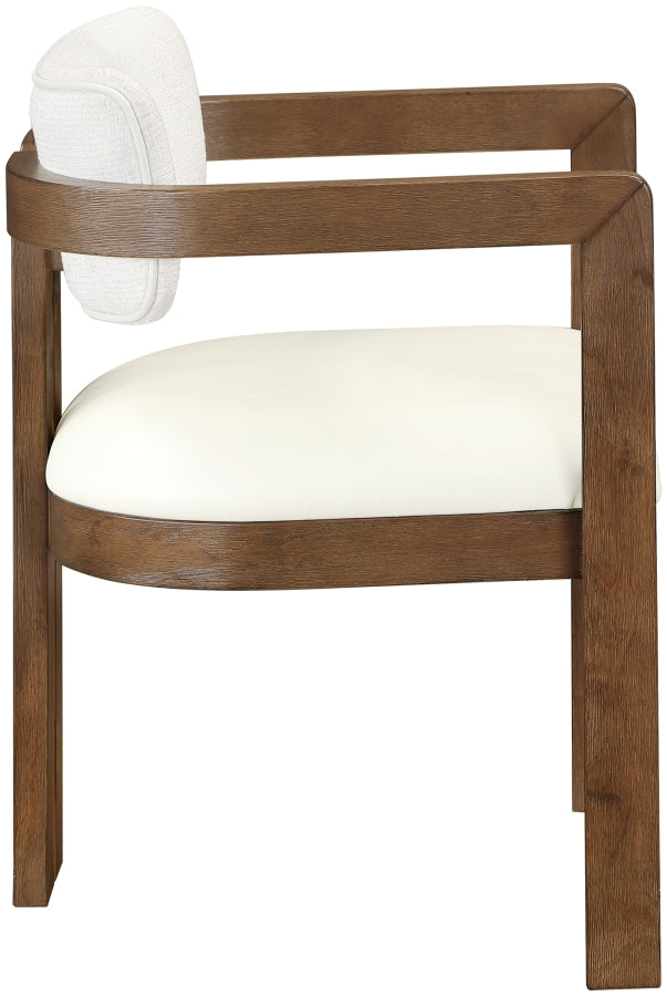 Ravina Vegan Leather and Linen Textured Fabric Upholstered Dining Chair - Cream - 88079-C-CREAM_5