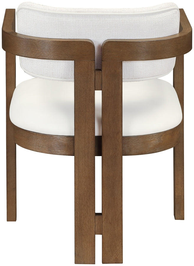 Ravina Vegan Leather and Linen Textured Fabric Upholstered Dining Chair - Cream - 88079-C-CREAM_6