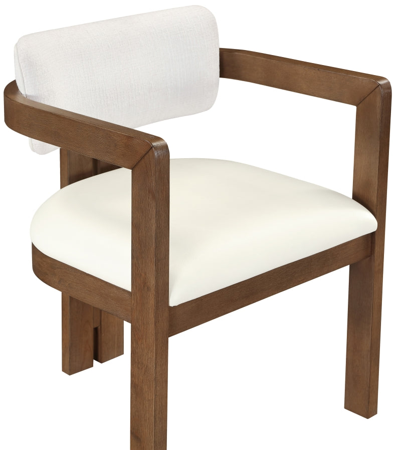 Ravina Vegan Leather and Linen Textured Fabric Upholstered Dining Chair - Cream - 88079-C-CREAM_7