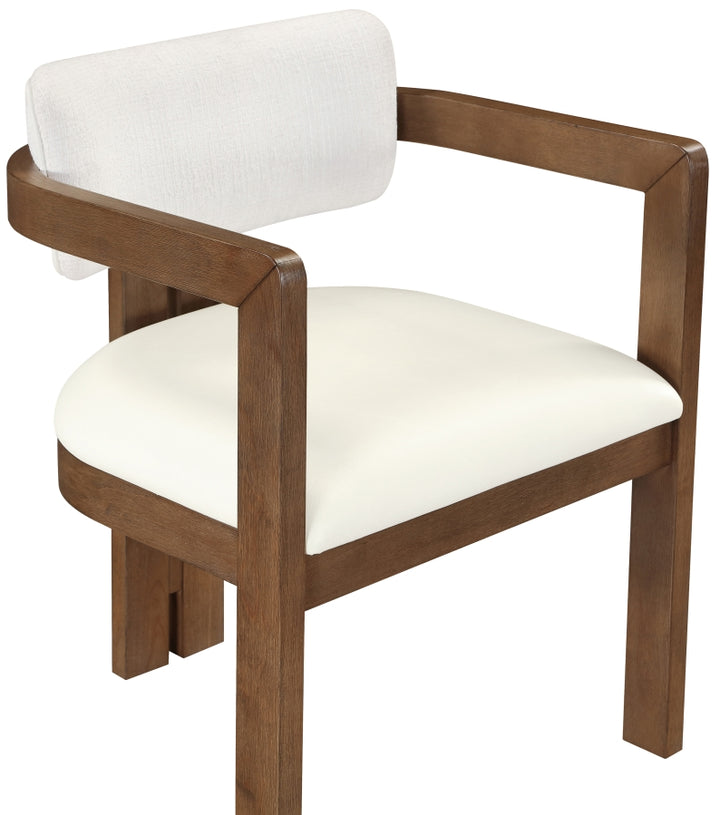 Ravina Vegan Leather and Linen Textured Fabric Upholstered Dining Chair - Cream - 88079-C-CREAM_7