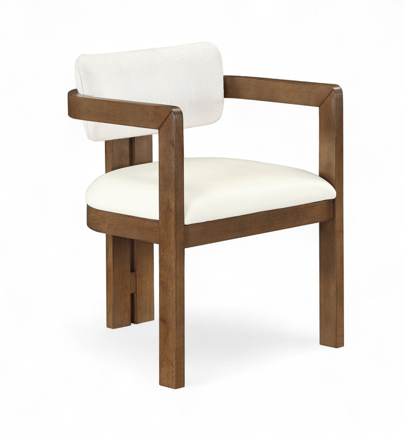 Ravina Vegan Leather and Linen Textured Fabric Upholstered Dining Chair - Cream - 88079-C-CREAM_2