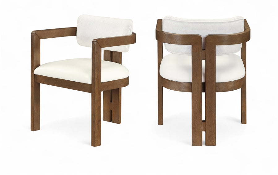 Ravina Vegan Leather and Linen Textured Fabric Upholstered Dining Chair - Cream - 88079-C-CREAM_1