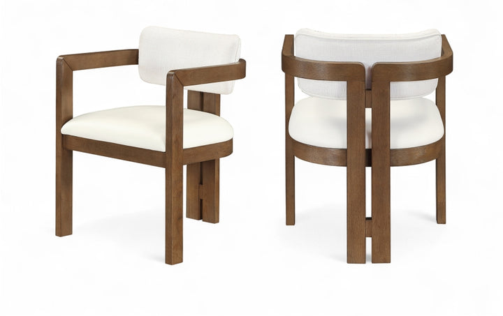 Ravina Vegan Leather and Linen Textured Fabric Upholstered Dining Chair - Cream - 88079-C-CREAM_1