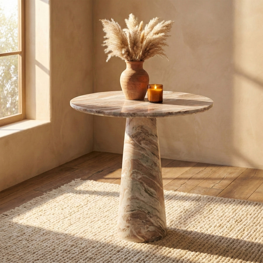 Fontelina 30" Genuine Marble Bistro Dining Table - Brown - 919-DT30-BROWN_2