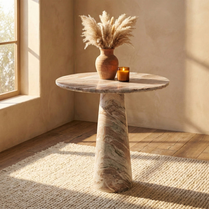 Fontelina 30" Genuine Marble Bistro Dining Table - Brown - 919-DT30-BROWN_2