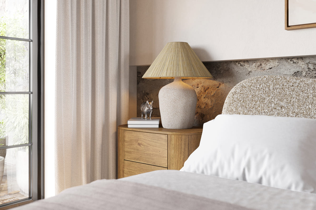 Side view of Oliver Bed - sophisticated curved headboard design