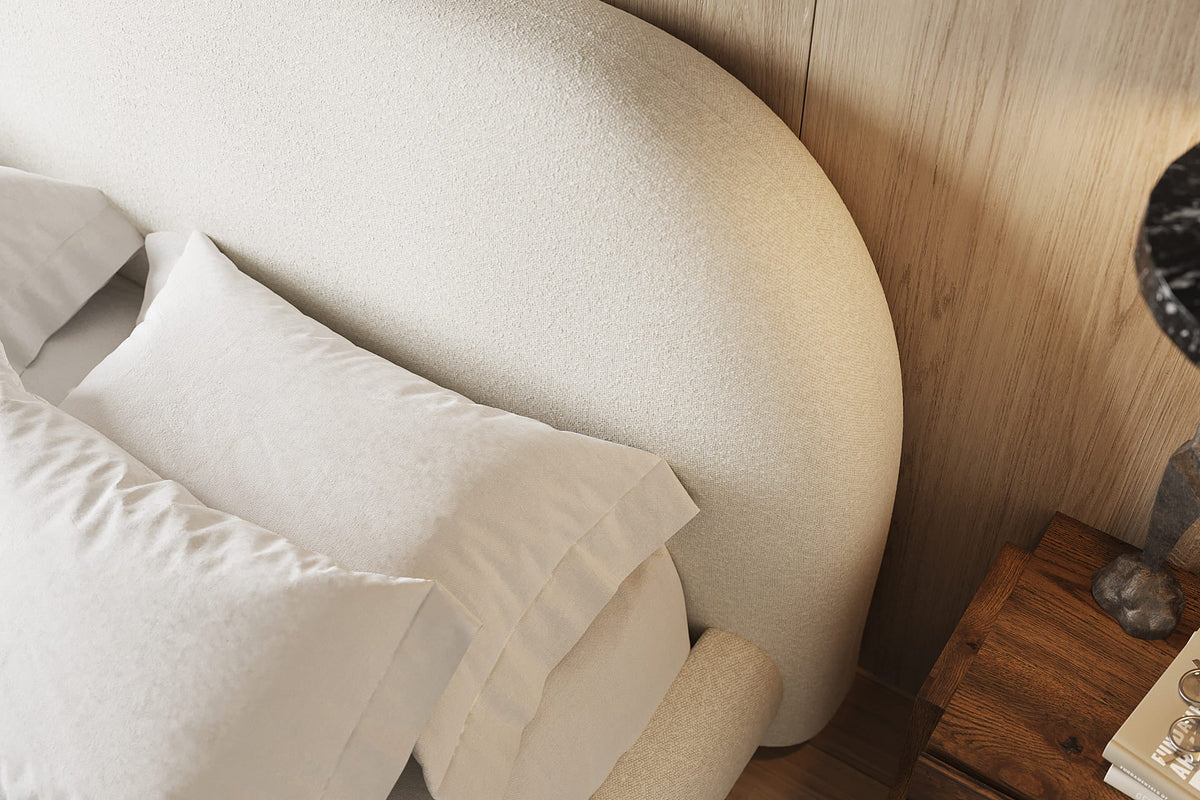 Solana Bed in cream boucle upholstery