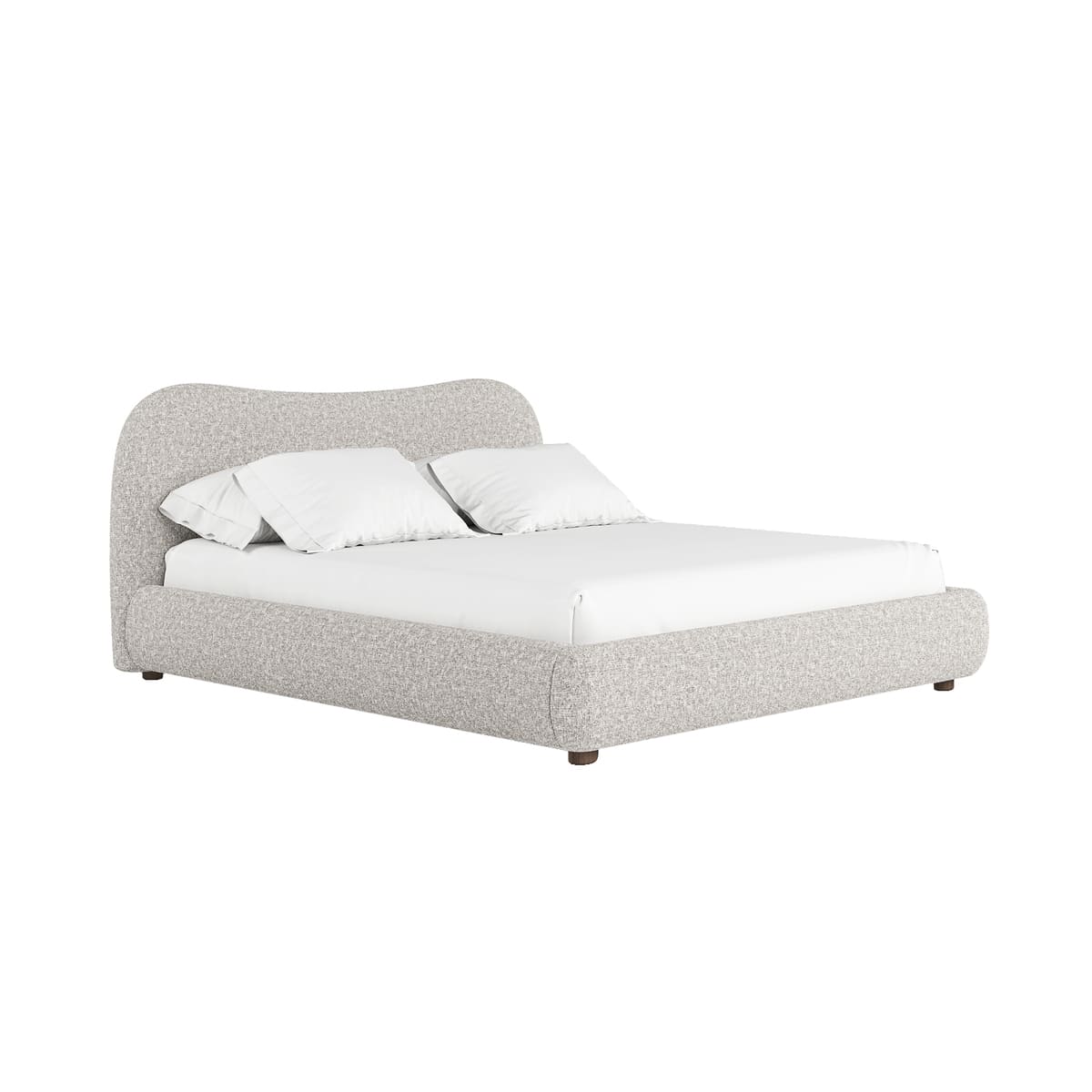 Contemporary curved bed - Oliver Bed with elegant boucle upholstery