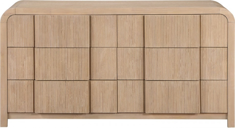 Fluted Solid Wood And Oak Veneer Dresser