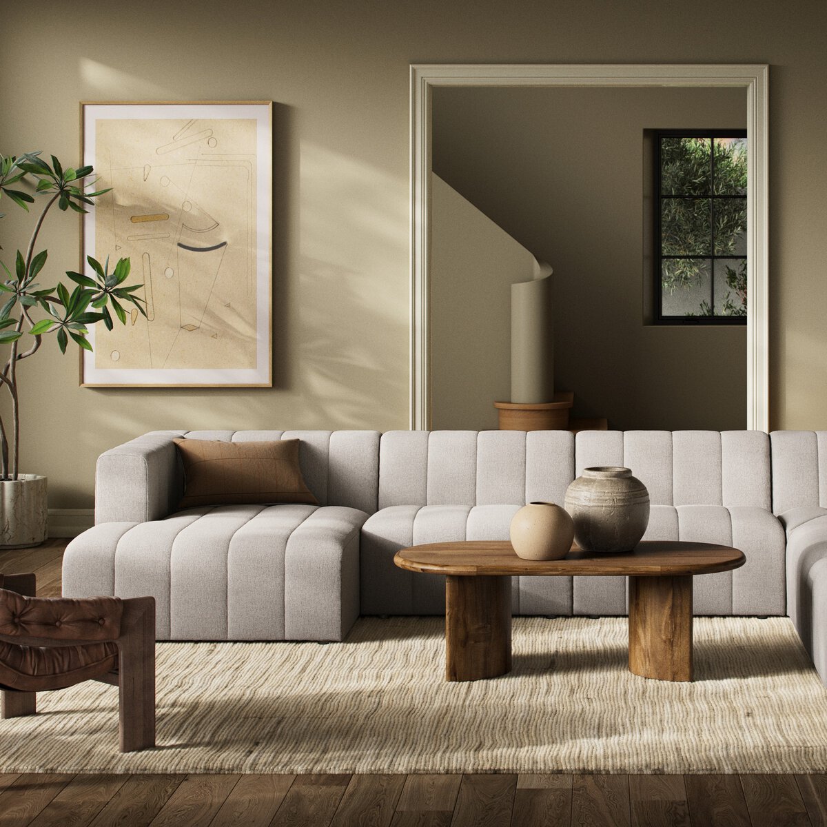 Langham Channeled 6-Piece Sectional - Left Chaise - Napa Sandstone - CGRY-001-320-S8_4
