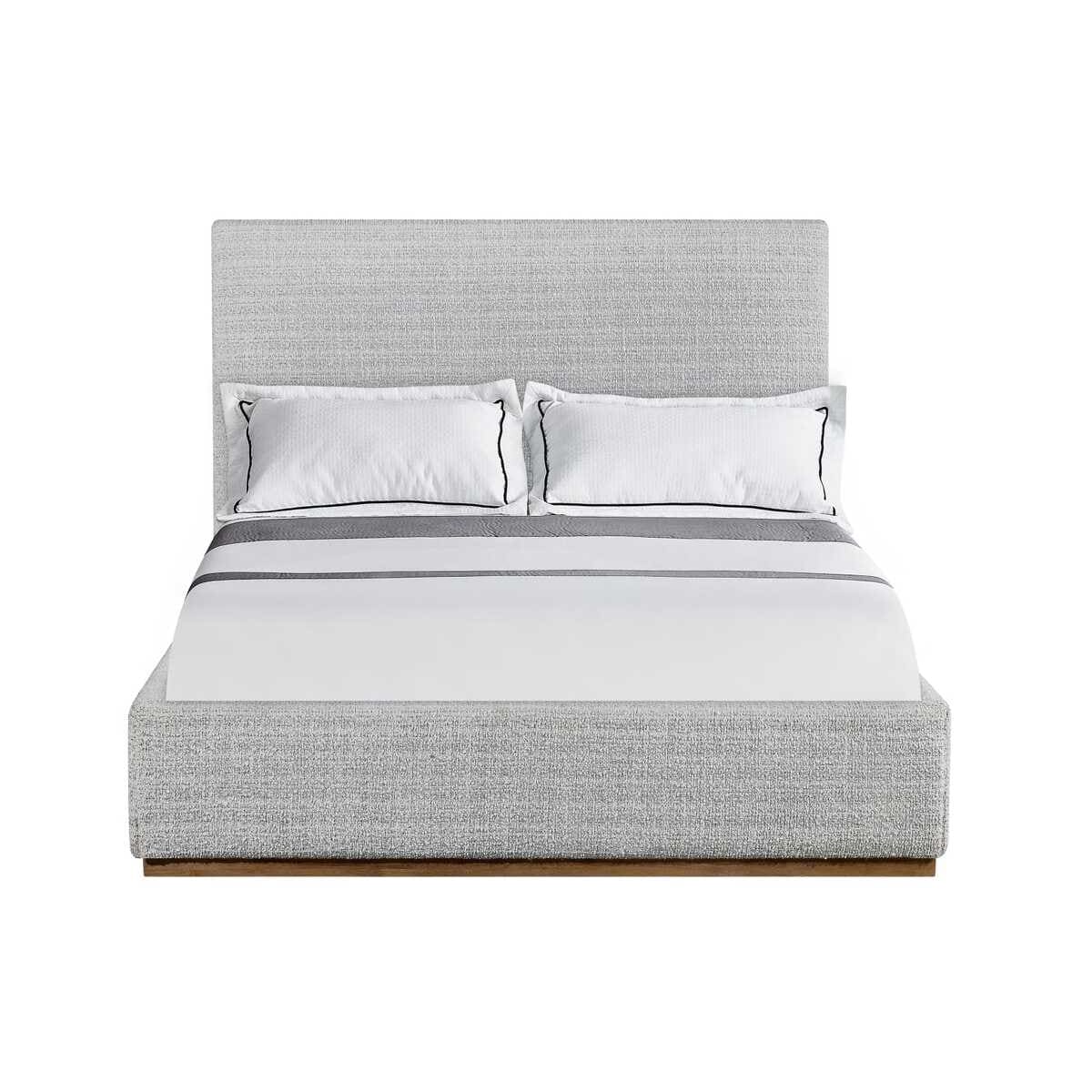Close-up of Monaco Bed cream boucle fabric texture and looped weave detail