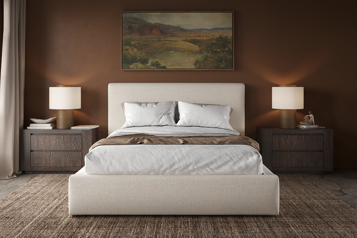 Quinky Bed – Linen Padded Headboard Bed