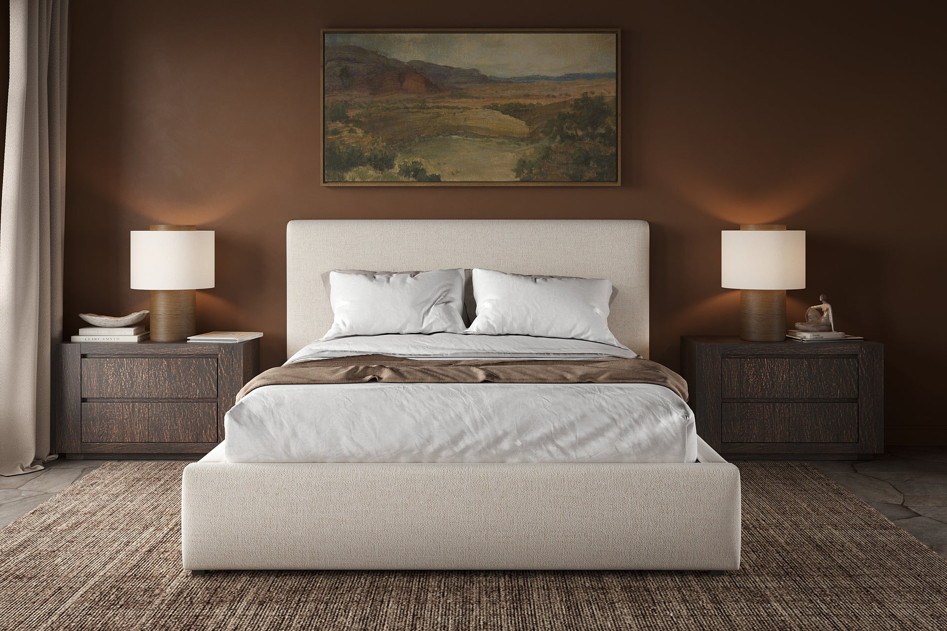 Quinky Bed – Linen Padded Headboard Bed