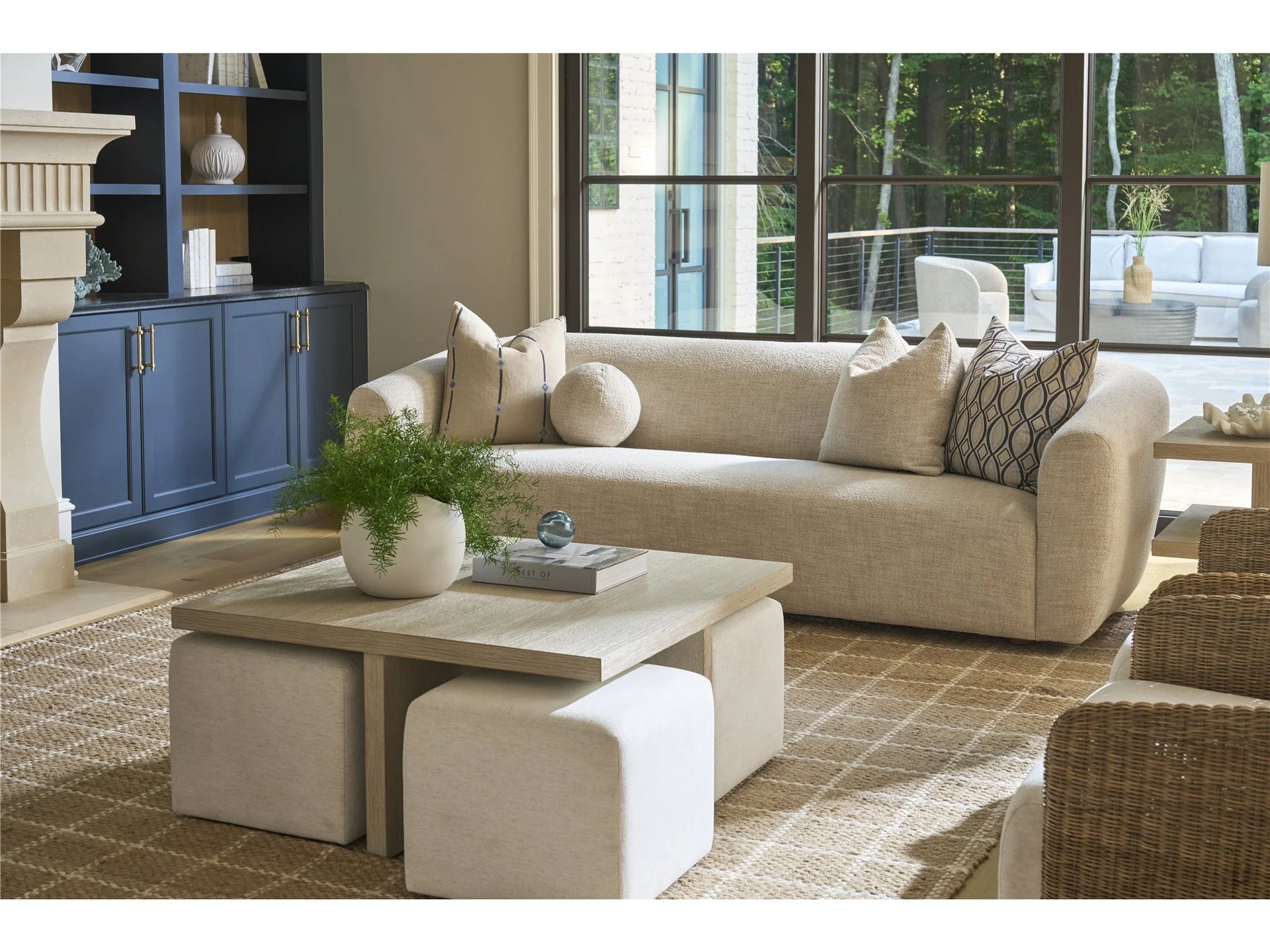 Oasis- Coastal Living Home Collection Dockside Cocktail Table with Ottomans