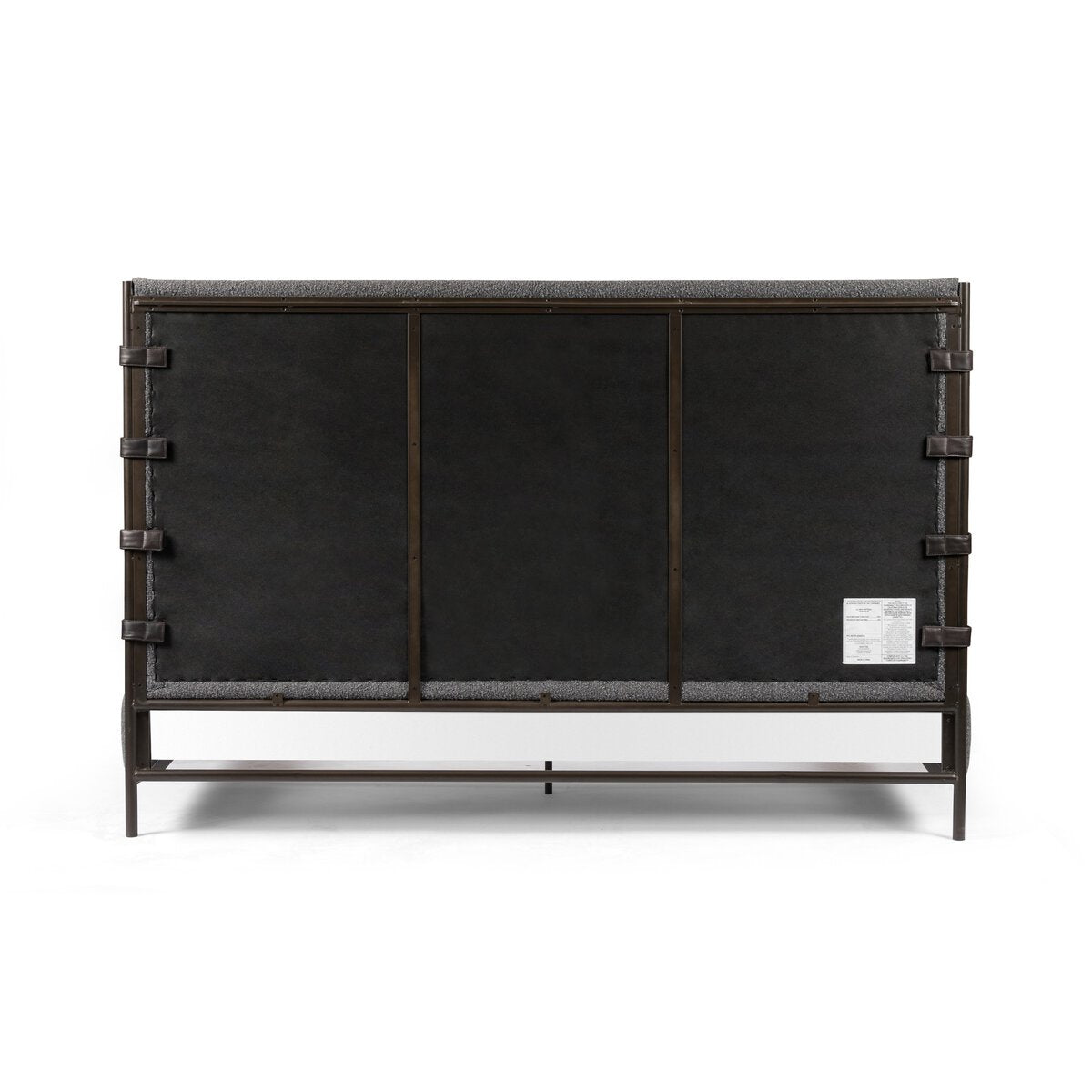 Black cabinet with metal frame on a white background
