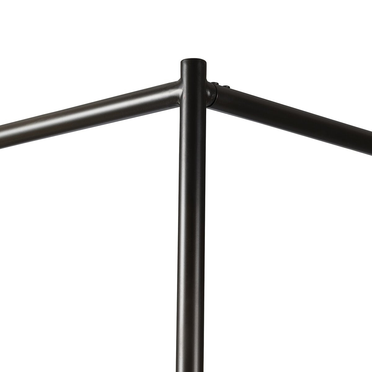 Black metal rod structure on a white background