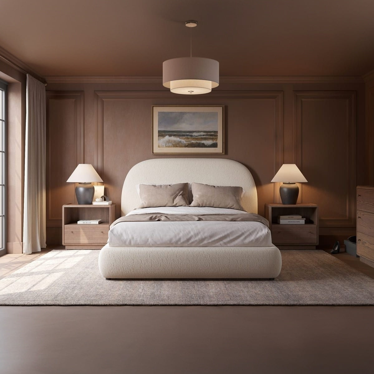 Asher upholstered storage bed with hydraulic lift mechanism open