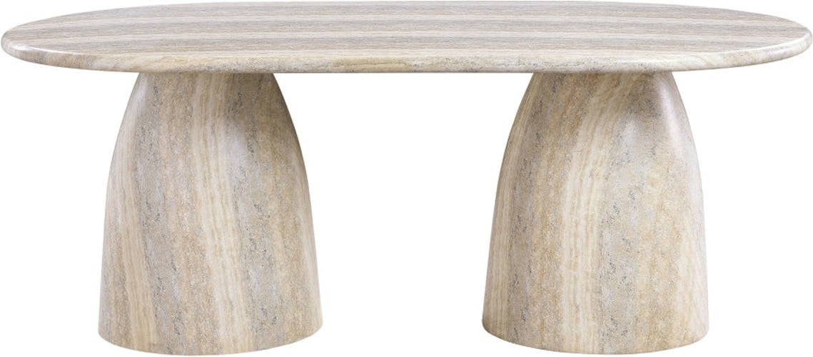 Cosenza Travertine Finish Indoor / Outdoor Concrete Dining Table 2 Legs
