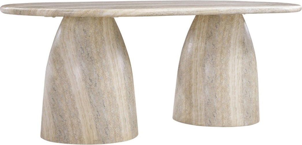 Cosenza Travertine Finish Indoor / Outdoor Concrete Dining Table 2 Legs
