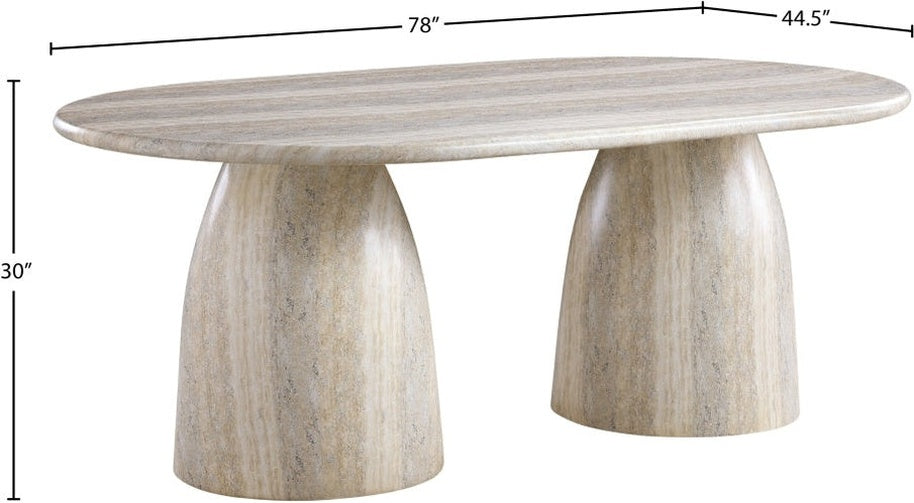 Cosenza Travertine Finish Indoor / Outdoor Concrete Dining Table 2 Legs