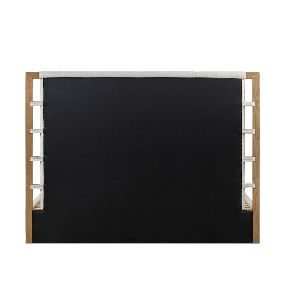 Black screen with wooden frame and metal accents on a white background