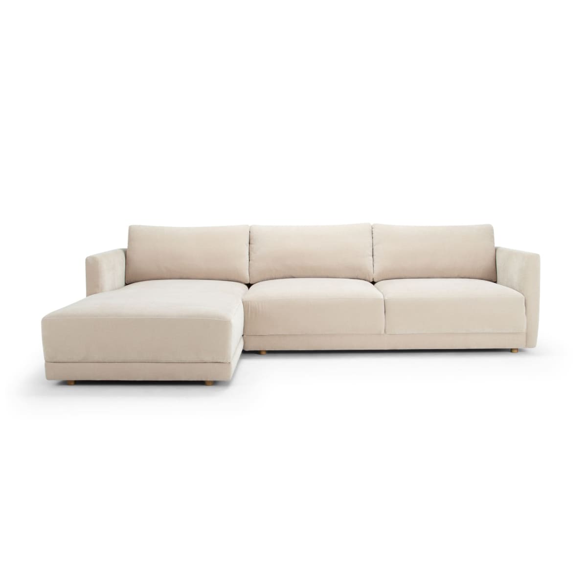 Beige sectional sofa on a white background