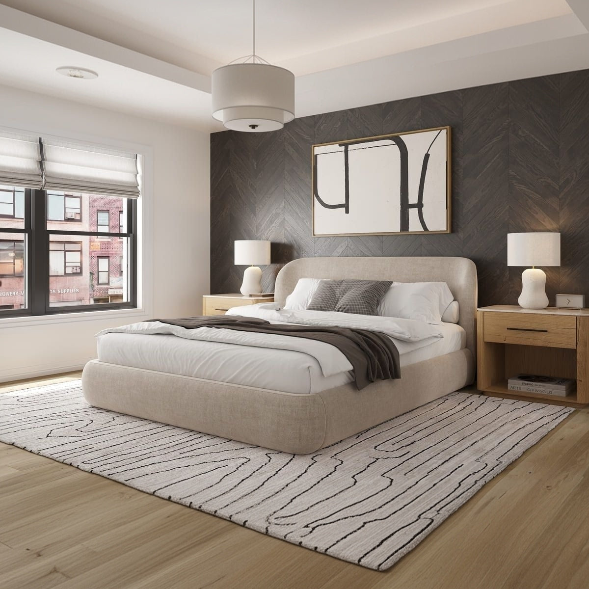 Chelsea Bed with soft rounded edges and premium upholstered fabric design