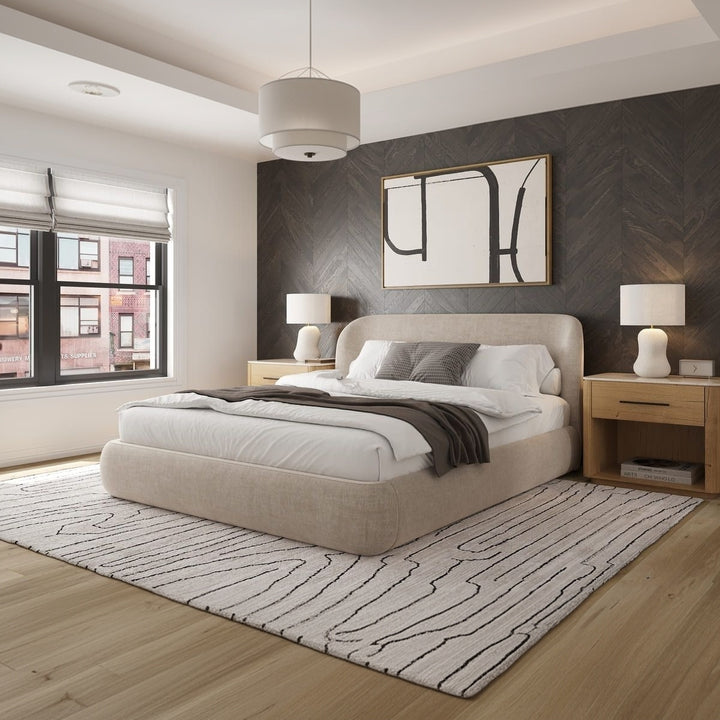 Chelsea Bed with soft rounded edges and premium upholstered fabric design