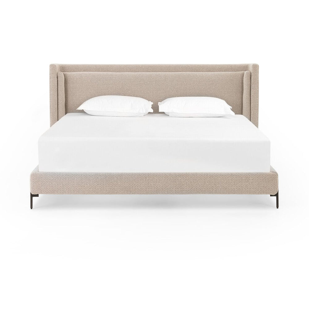 Dobson upholstered bed in Perin Oatmeal performance fabric